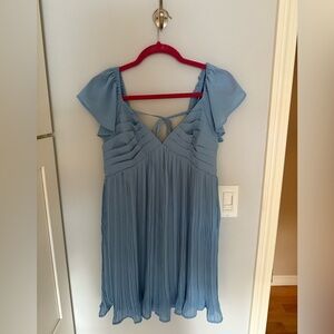 Lulus Light Blue Pleated Dress Open Back
